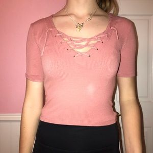 Pink string top